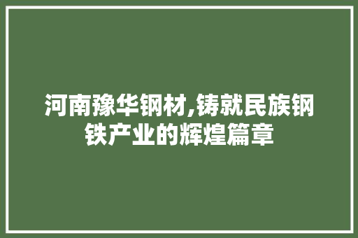 河南豫华钢材,铸就民族钢铁产业的辉煌篇章