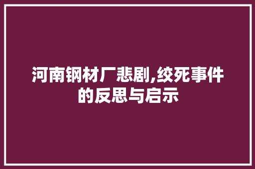 河南钢材厂悲剧,绞死事件的反思与启示