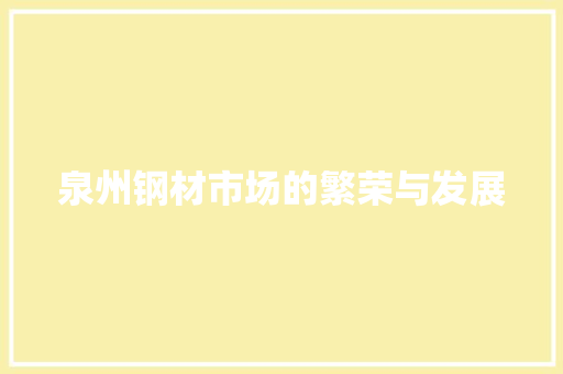 泉州钢材市场的繁荣与发展