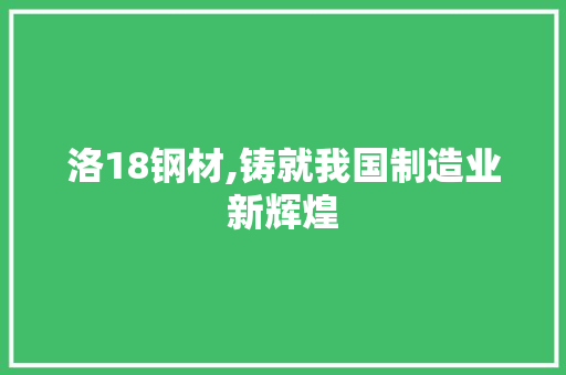 洛18钢材,铸就我国制造业新辉煌