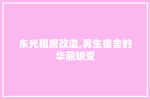 东光租房改造,男生宿舍的华丽蜕变