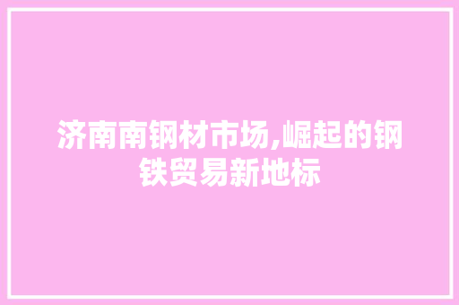 济南南钢材市场,崛起的钢铁贸易新地标
