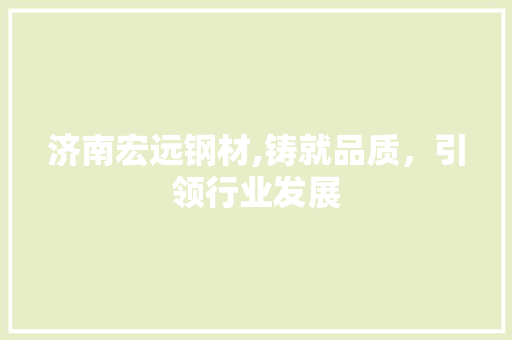 济南宏远钢材,铸就品质，引领行业发展