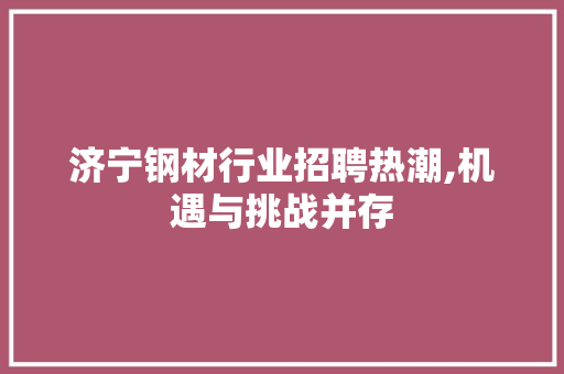 济宁钢材行业招聘热潮,机遇与挑战并存
