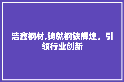浩鑫钢材,铸就钢铁辉煌，引领行业创新