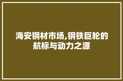 海安钢材市场,钢铁巨轮的航标与动力之源