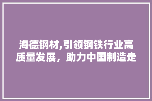 海德钢材,引领钢铁行业高质量发展，助力中国制造走向世界