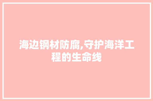 海边钢材防腐,守护海洋工程的生命线