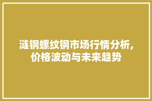 涟钢螺纹钢市场行情分析,价格波动与未来趋势