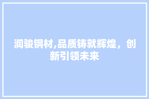 润骏钢材,品质铸就辉煌，创新引领未来