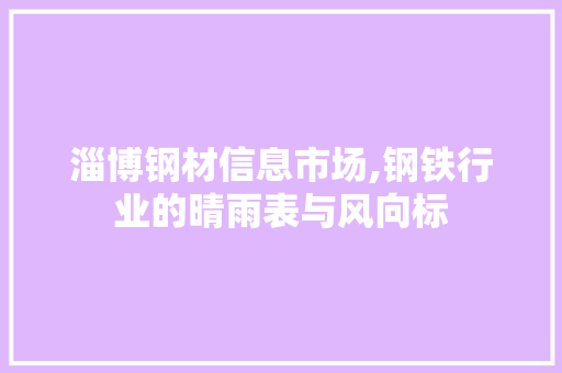 淄博钢材信息市场,钢铁行业的晴雨表与风向标