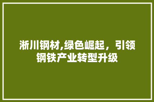 淅川钢材,绿色崛起，引领钢铁产业转型升级