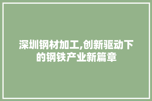 深圳钢材加工,创新驱动下的钢铁产业新篇章