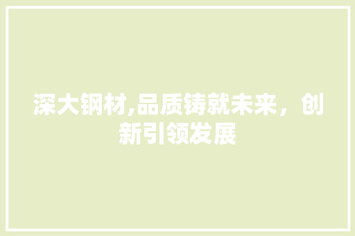 深大钢材,品质铸就未来，创新引领发展