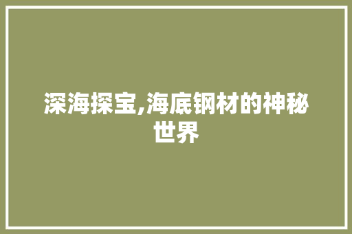 深海探宝,海底钢材的神秘世界