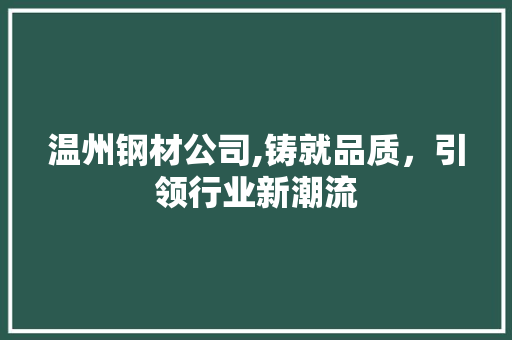 温州钢材公司,铸就品质，引领行业新潮流
