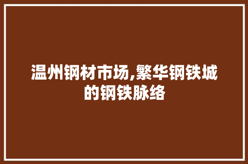 温州钢材市场,繁华钢铁城的钢铁脉络