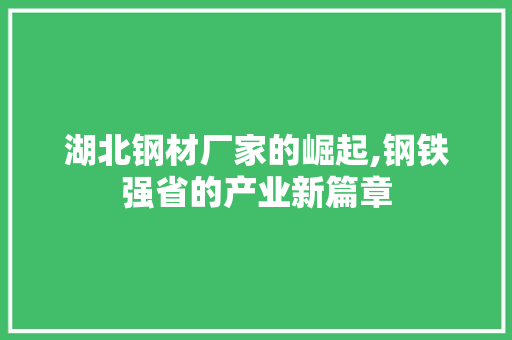 湖北钢材厂家的崛起,钢铁强省的产业新篇章
