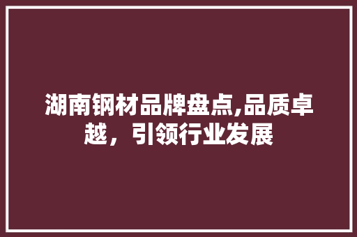 湖南钢材品牌盘点,品质卓越，引领行业发展