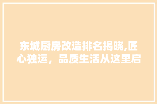 东城厨房改造排名揭晓,匠心独运，品质生活从这里启航