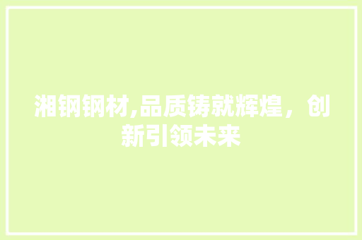 湘钢钢材,品质铸就辉煌，创新引领未来