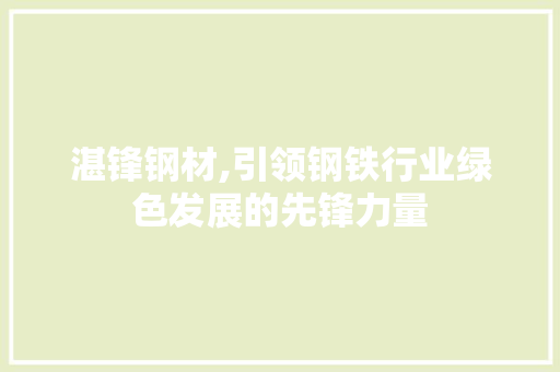 湛锋钢材,引领钢铁行业绿色发展的先锋力量