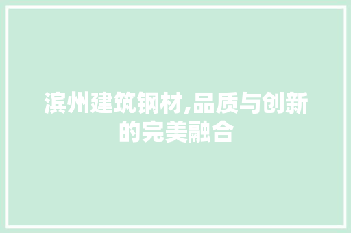滨州建筑钢材,品质与创新的完美融合