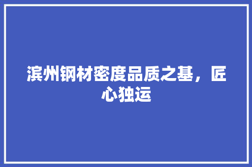 滨州钢材密度品质之基，匠心独运