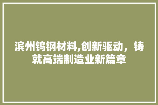 滨州钨钢材料,创新驱动，铸就高端制造业新篇章