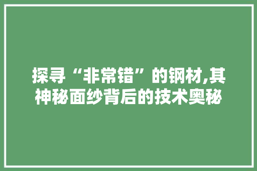 探寻“非常错”的钢材,其神秘面纱背后的技术奥秘