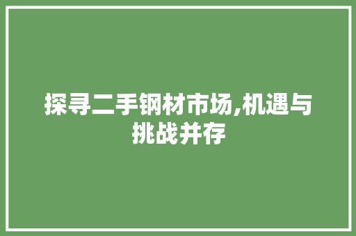 探寻二手钢材市场,机遇与挑战并存