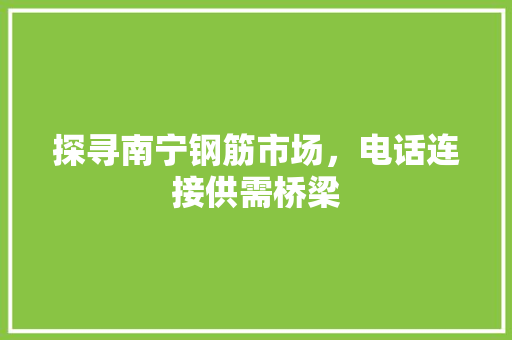 探寻南宁钢筋市场，电话连接供需桥梁