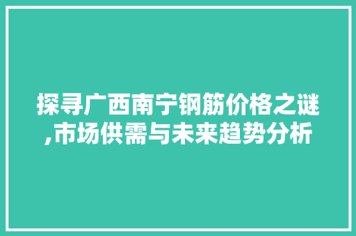 探寻广西南宁钢筋价格之谜,市场供需与未来趋势分析