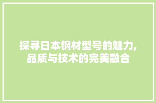 探寻日本钢材型号的魅力,品质与技术的完美融合