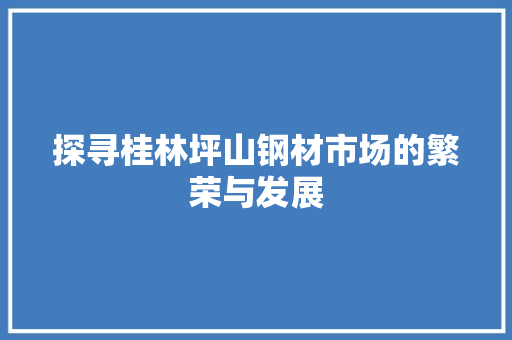 探寻桂林坪山钢材市场的繁荣与发展
