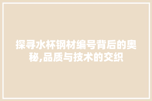 探寻水杯钢材编号背后的奥秘,品质与技术的交织