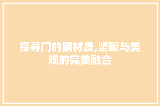 探寻门的钢材质,坚固与美观的完美融合