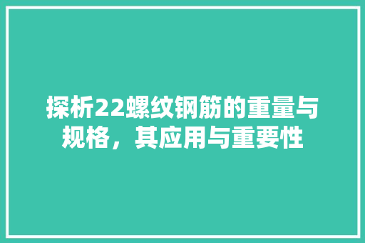 探析22螺纹钢筋的重量与规格，其应用与重要性