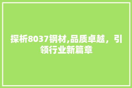 探析8037钢材,品质卓越，引领行业新篇章