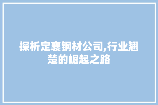 探析定襄钢材公司,行业翘楚的崛起之路