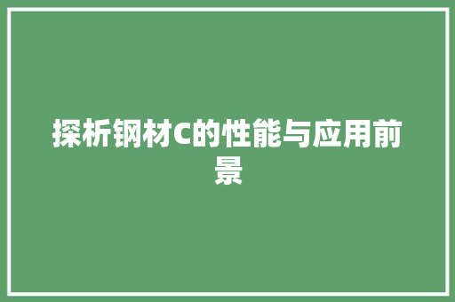 探析钢材C的性能与应用前景