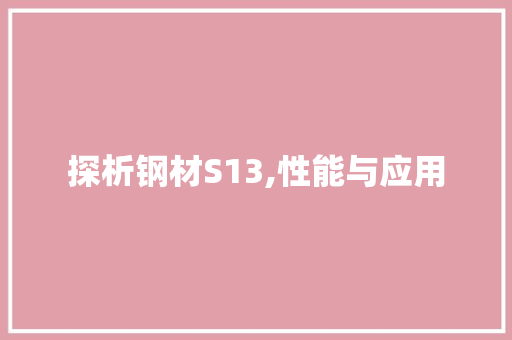 探析钢材S13,性能与应用