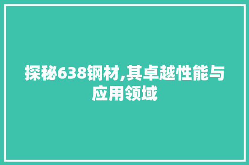 探秘638钢材,其卓越性能与应用领域