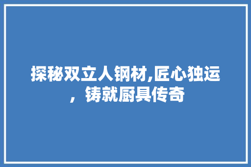 探秘双立人钢材,匠心独运，铸就厨具传奇