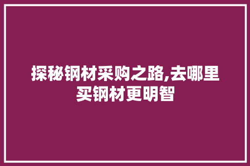 探秘钢材采购之路,去哪里买钢材更明智