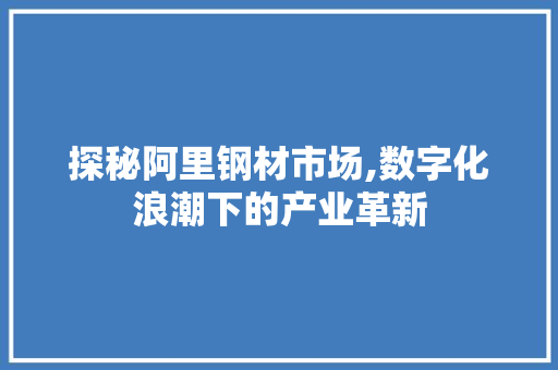 探秘阿里钢材市场,数字化浪潮下的产业革新