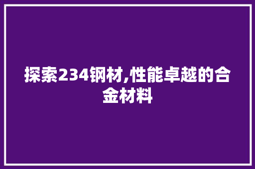 探索234钢材,性能卓越的合金材料