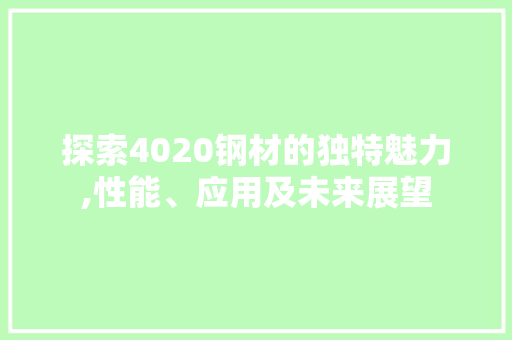 探索4020钢材的独特魅力,性能、应用及未来展望