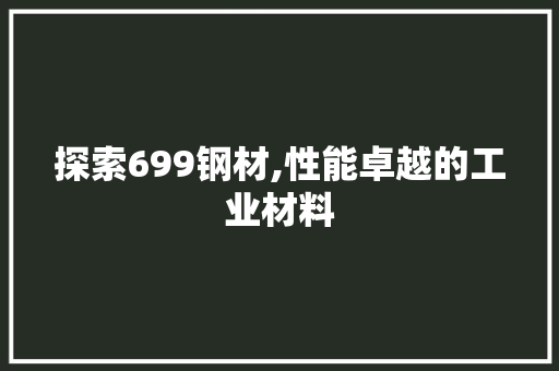 探索699钢材,性能卓越的工业材料