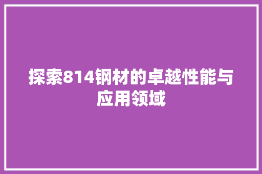 探索814钢材的卓越性能与应用领域